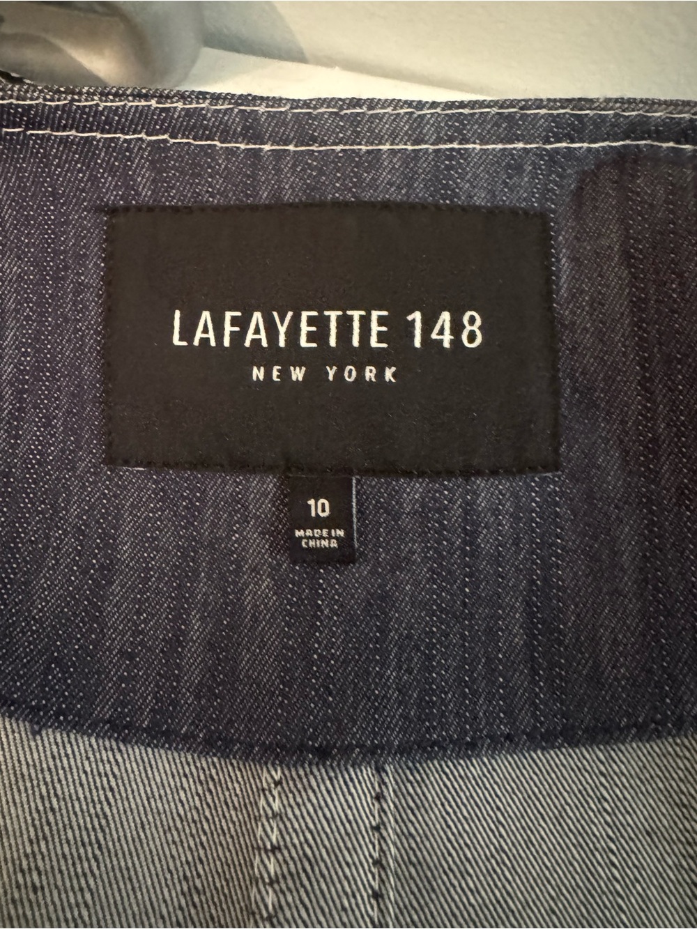 Lafayette 148 -Navy Zip-Front Denim-Effect Jacket - Picture 6 of 6